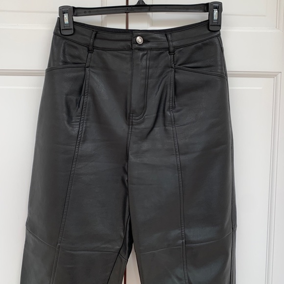 Zara Black Faux Leather Jogger Pants - Picture 6 of 12